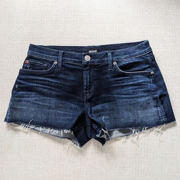Hudson Jeans Cut Offs Shorts Raw Hem Dark Wash Women's Tag 28 Denim - Picture 5 of 7